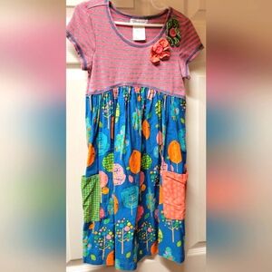 Bonnie Jean dress, 6x, pink gray blue orange green